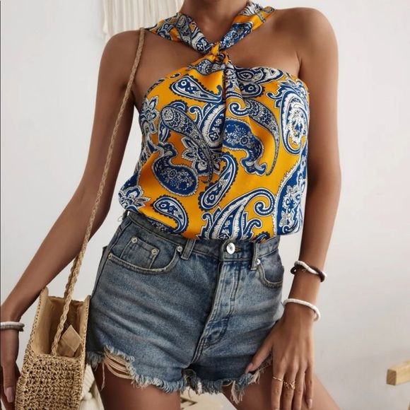 Boho Floral Paisley Print Tank Top Blouse - Picture 10 of 12